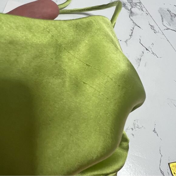 NWT OPT lime satin strappy dress Sz XS - Picture 5 of 8